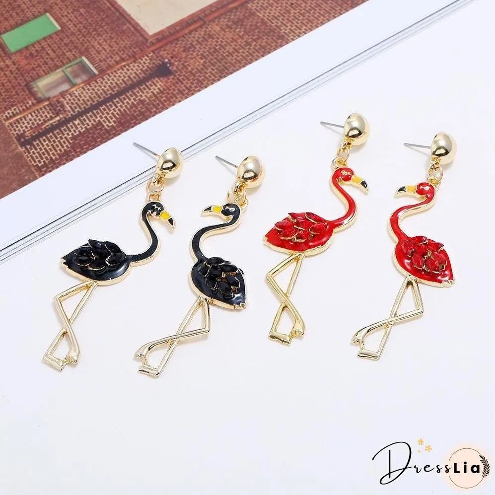 Hot new long tassel flamingo ladies Christmas earrings
