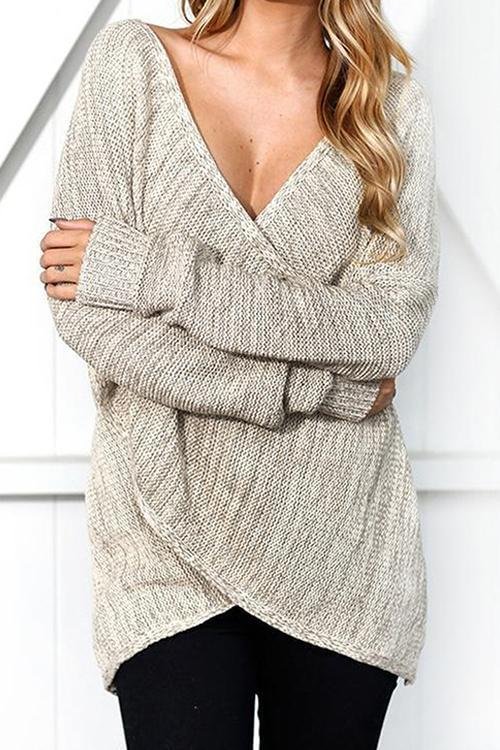 Lrregular Stitching Design Sweater-elleschic
