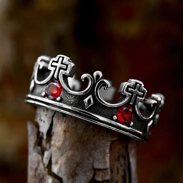 Coutureaura Gothic Crown Pattern Cross Abstract Ring