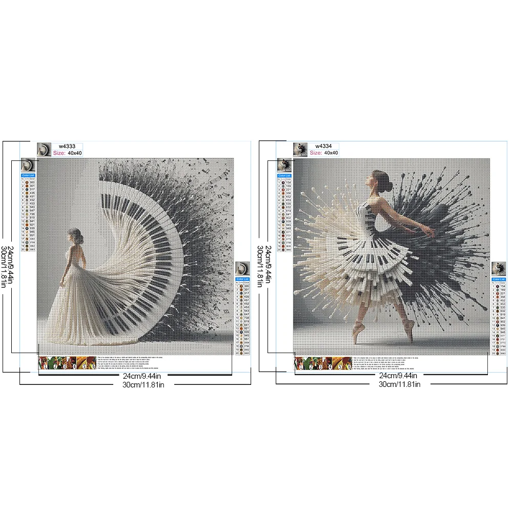 2pcs Diamond Painting - Full Round Drill - Piano Beauty(Canvas|40*40cm)