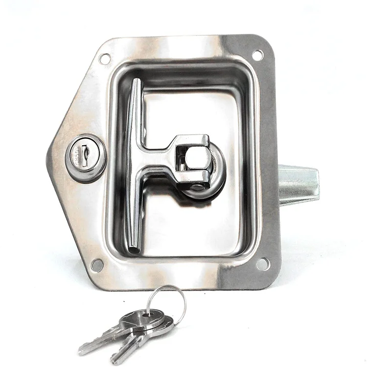 Silscvtt Trailer Door Latch T-Handle Lock Stainless Steel Keys Replacement for Trailer Door RV Camper Truck Bed Toolboxes (4 Pcs)
