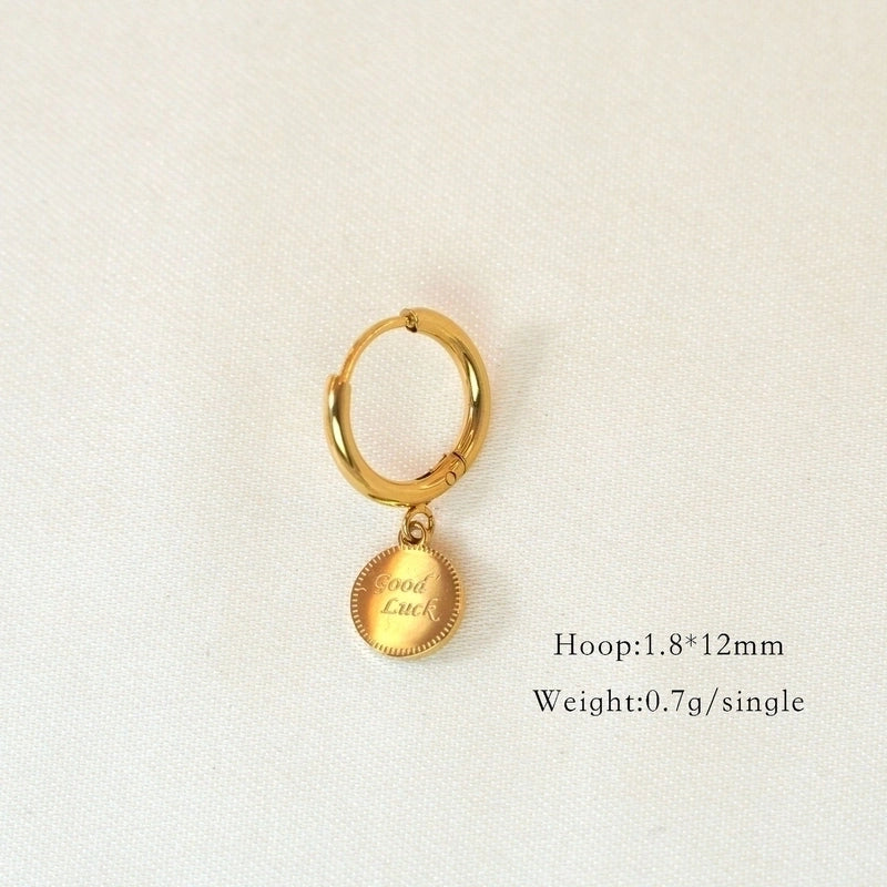 1 Pair Minimalist Cross Devil’s Eye Moon 304 Stainless Steel Drop Earrings