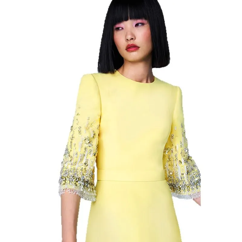 Nigikala Nigikala Spring And Summer New Star Fashion Heavy Industry Nails And Pearls Drill In The Long Dress