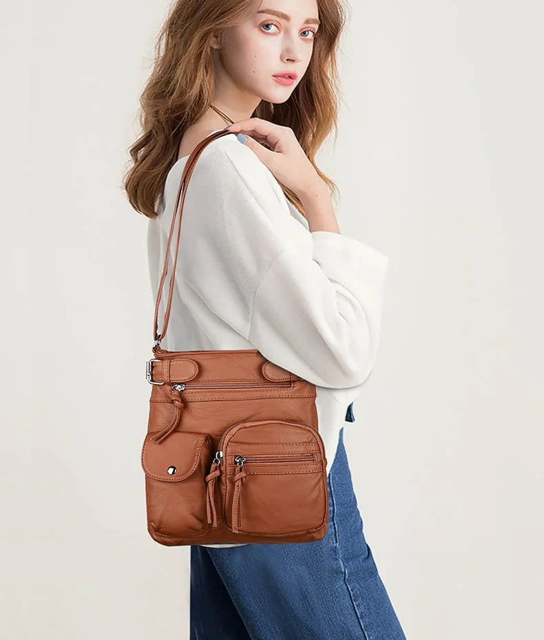⏰Promotion 49% OFF💥Multi-Pocket Crossbody Bag Soft Leather Shoulder Purse Bag