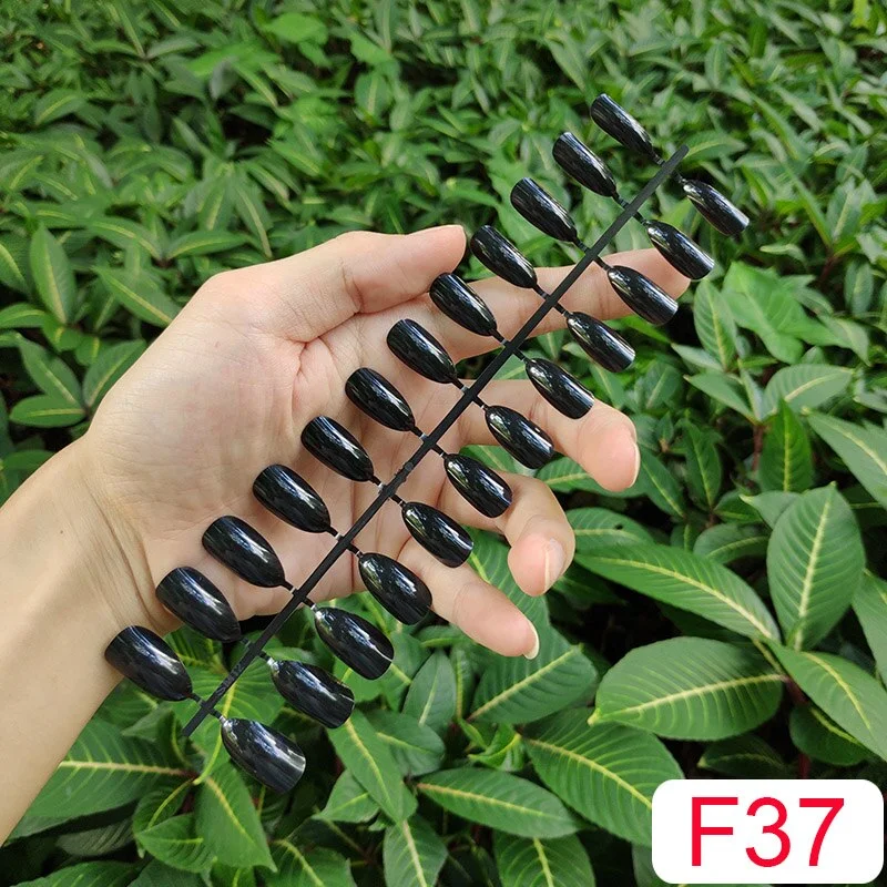 10 Sets Almond Shape False Nail Tips In Same Color 24 Pieces/Set 10 Sizes Press on Fake Nails DIY Manicure Finger Nail Tips-Nail Inspo