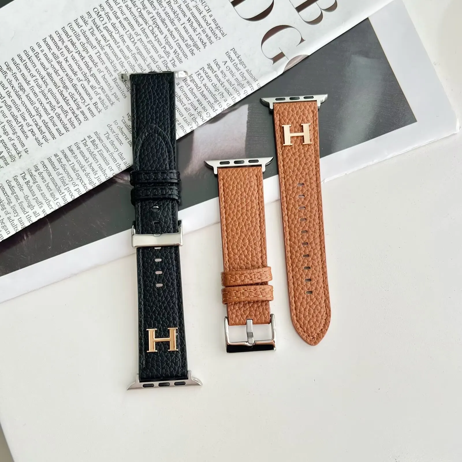 Herm&egrave;s Genuine Leather Apple Watch H-label Replacement Strap iWatch Band