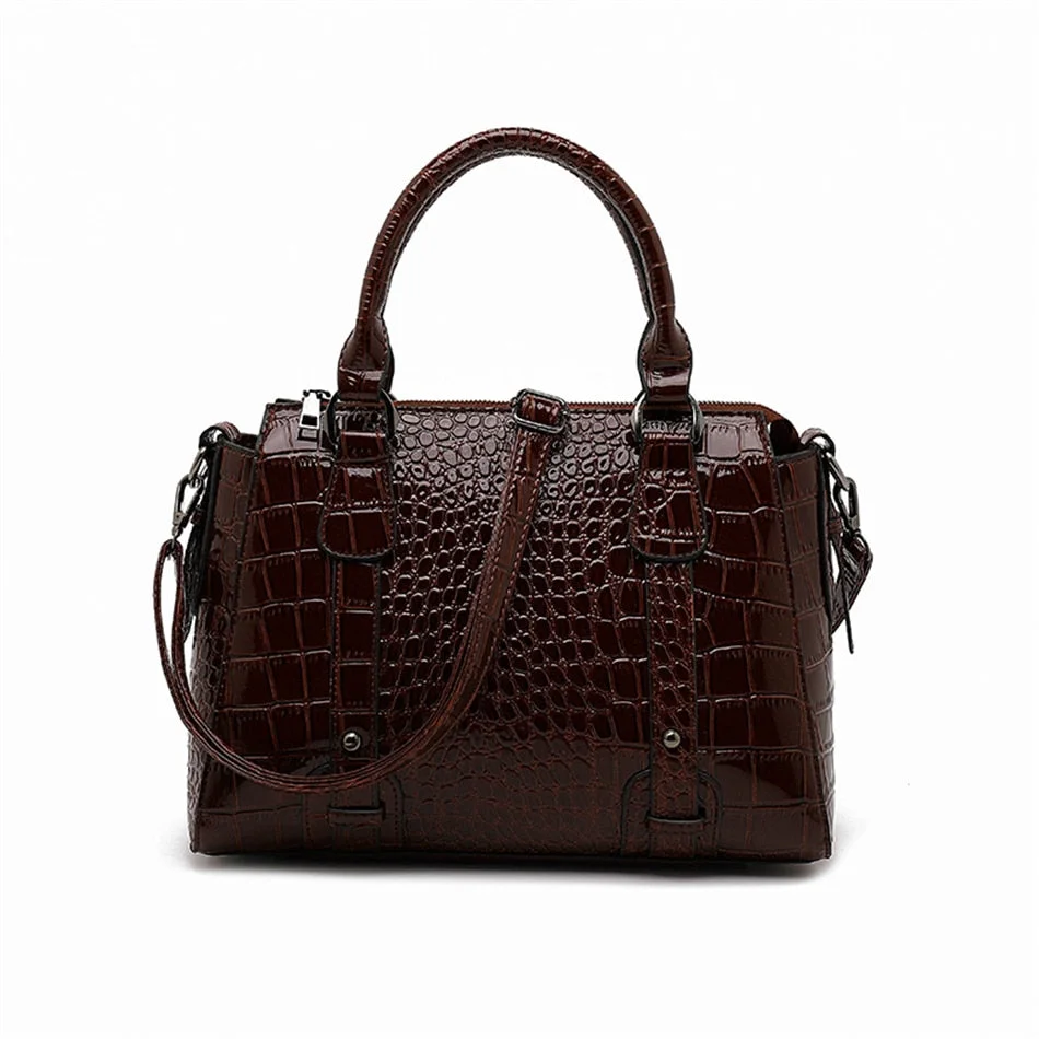 Luxury Patent Leather Handbag for Women 2021 Alligator Patterrn Designer Female Shoulder Crossbody Bag Ladies Large Capacity Sac