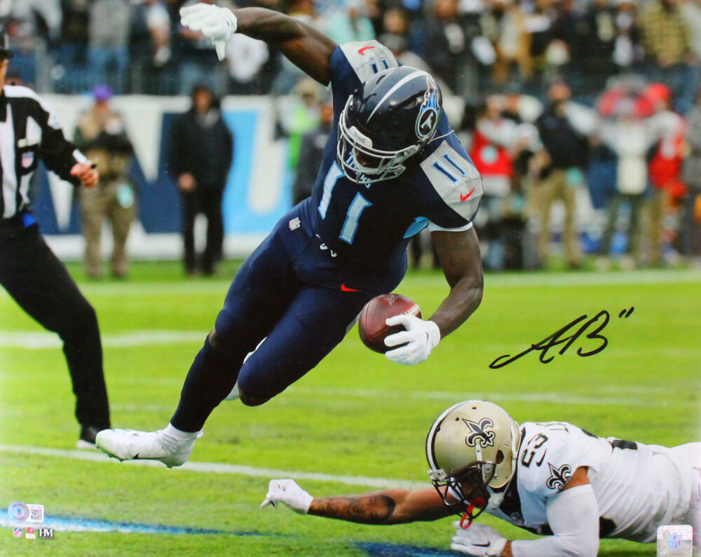 AJ Brown Autographed Titans 16x20 Close Up Catch Vs Saints Photo Poster painting- Beckett W *Bla