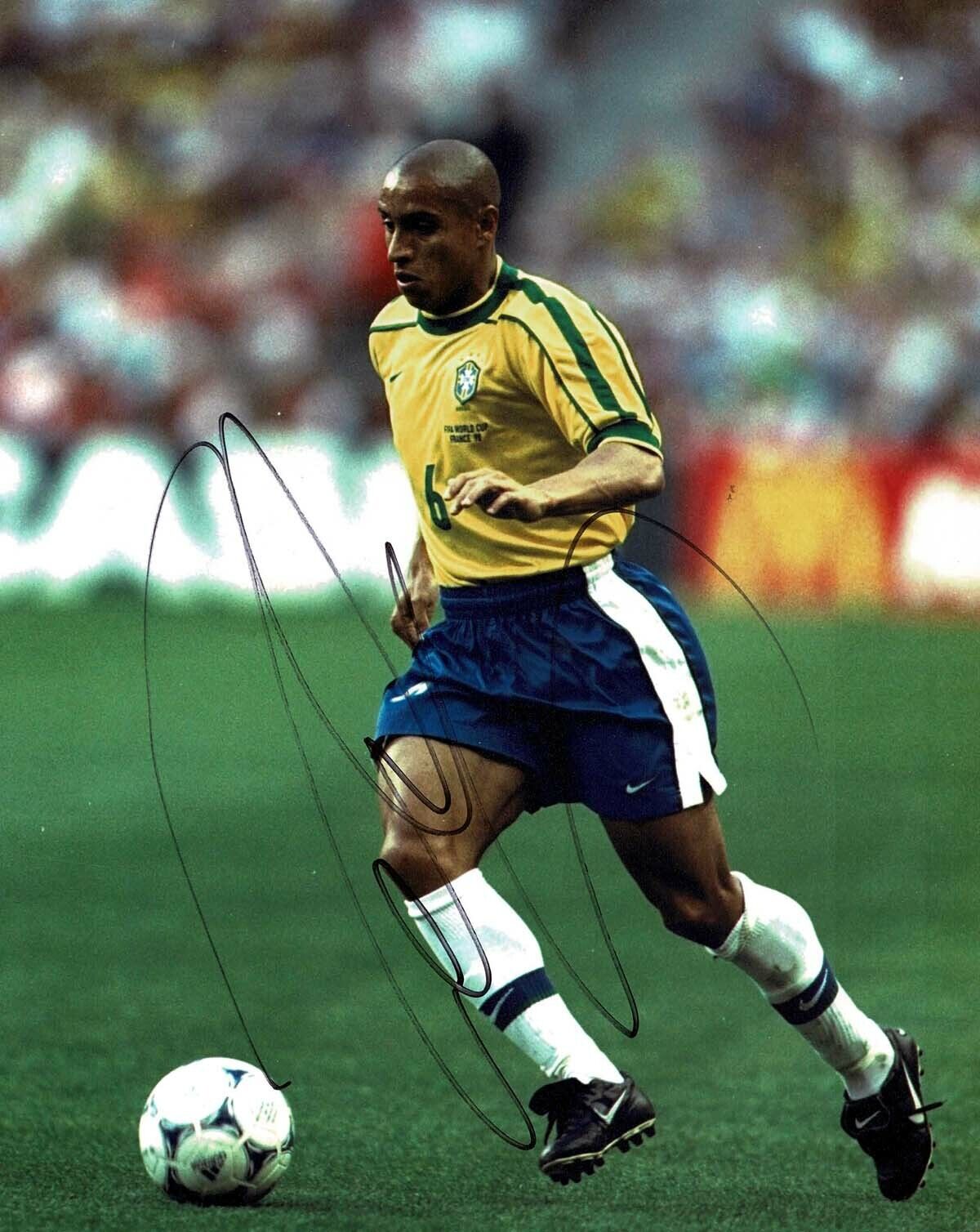 Roberto CARLOS SIGNED Autograph BRAZIL 10x8 Photo Poster painting AFTAL COA World Cup WINNER