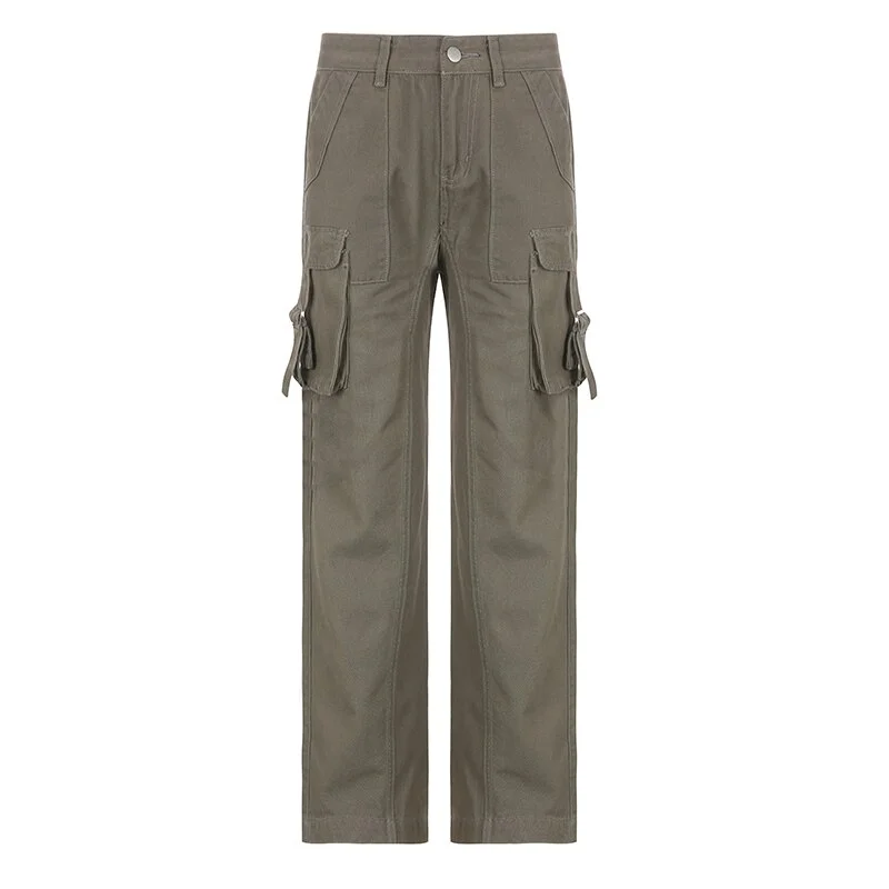 Churchf Y2K Baggy Jeans With Pockets Women Harajuku Fashion Low Waist Denim Cargo Pants Vintage Streetwear Grunge Trousers