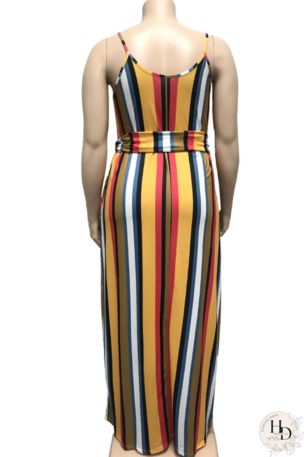 rose red Polyester Sexy O Neck Bandage Striped Print