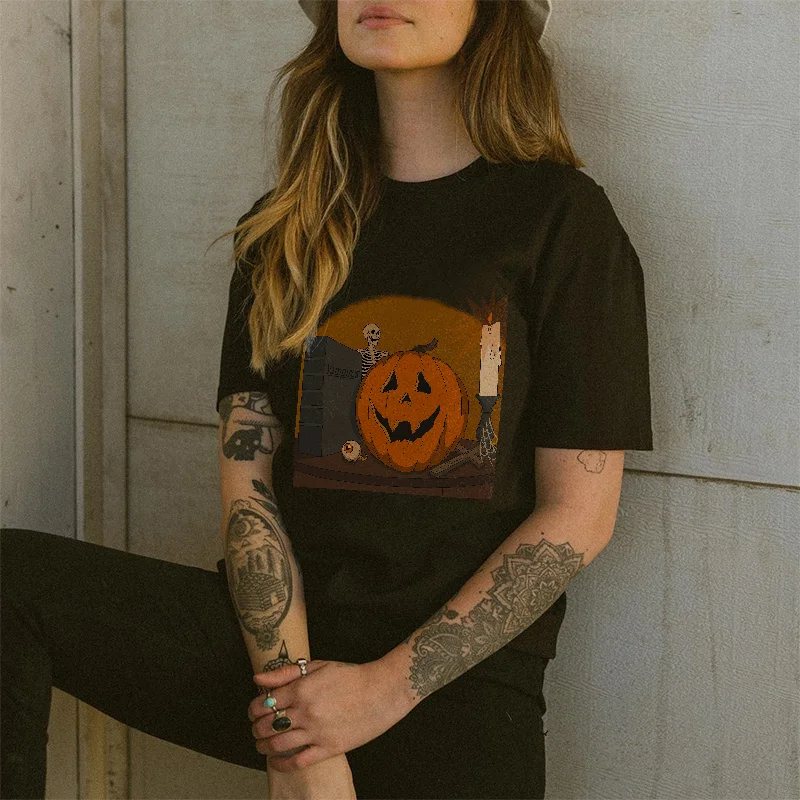 Vampires Printed Halloween T-shirt -  