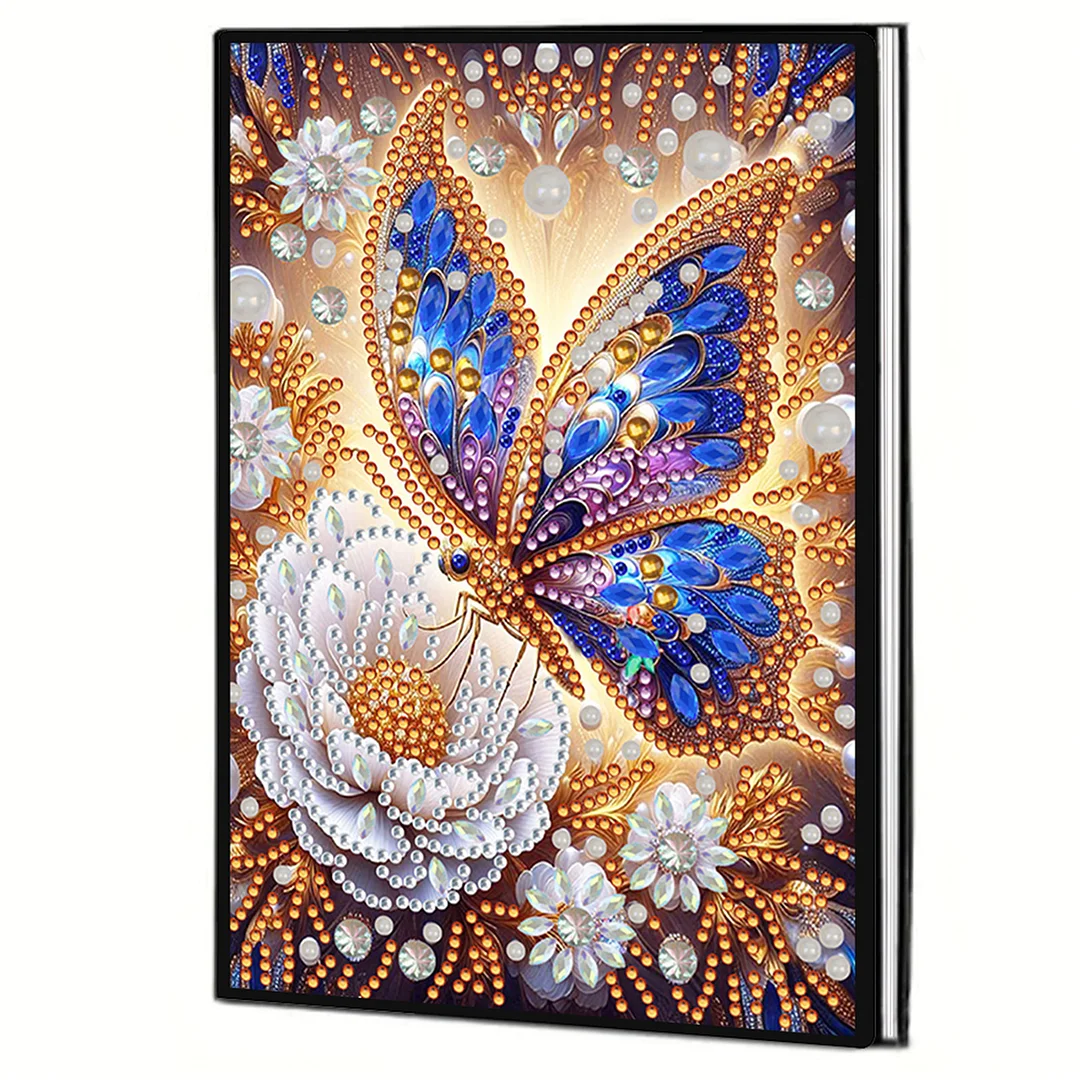 DIY Flower Diamond Painting Journals Notebooks 50 Pages A5 No Lines Special Shaped Diamond Art Kits for Beginners Craft Lovers and Artists (Butterflies Flowers)