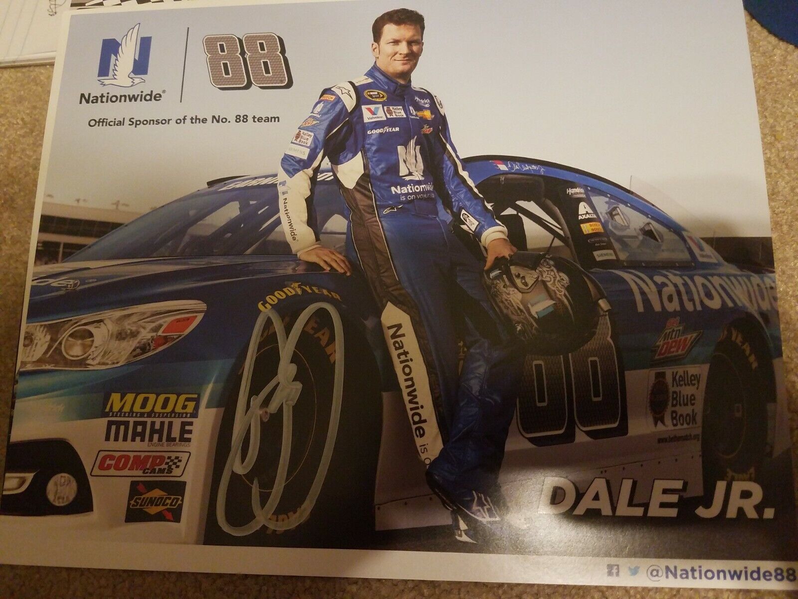 2015 Dale Earnhardt Jr Nationwide NASCAR Racing Signed Auto 8x10 Post Hero Card