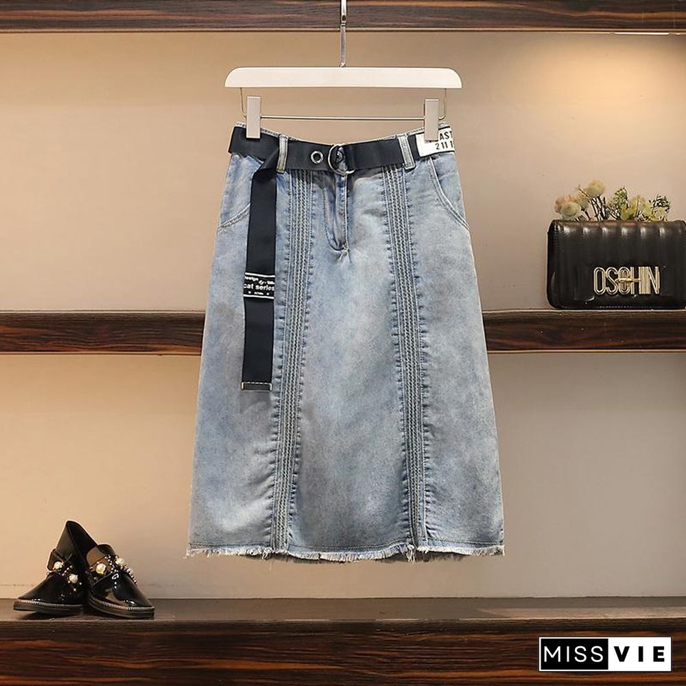 Fashion Colorblock Denim Two-Piece Set P11536