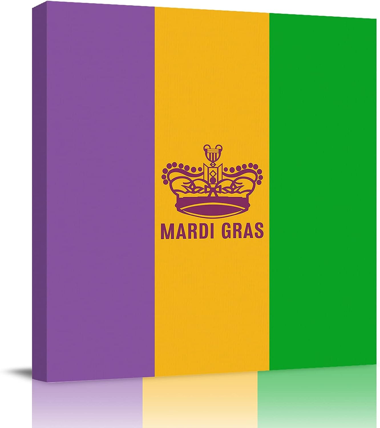 Queenker Canvas Print Wall Art for Home Living Room Bedroom Decor Purple Yellow Green Flag with Crown Oil Painting Artwork on Canvas Stretched and Framed Ready to Hang 28x28in 28x28in