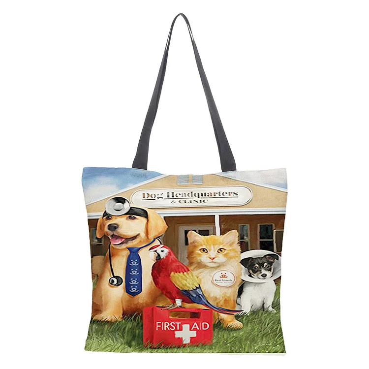 Linen Eco-friendly Tote Bag - Cat