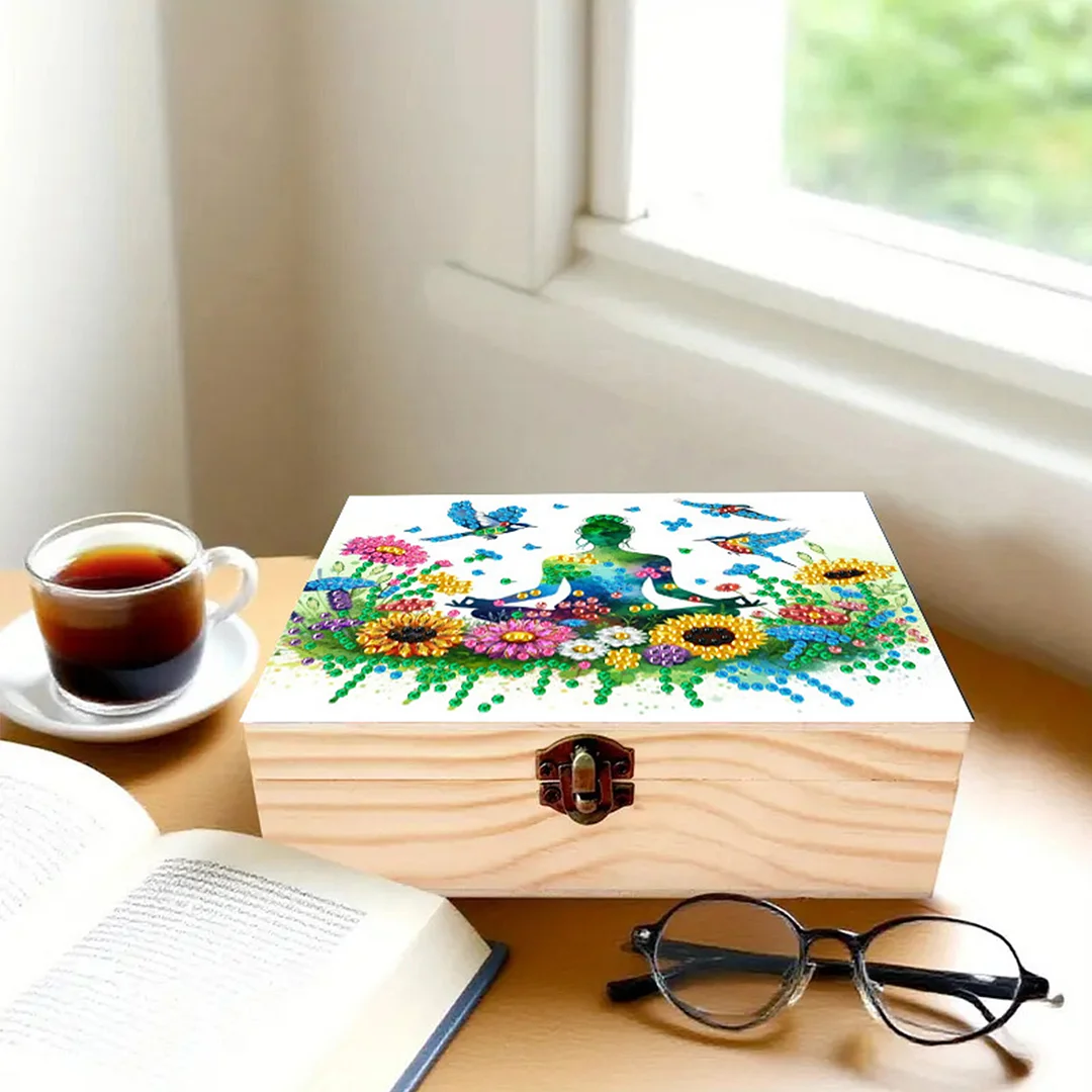 Mindful Sitting DIY Wooden 5D Diamond Art Diamond Art Storage Box for Adult Gift