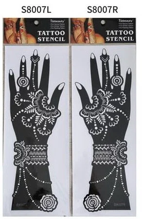1pair 2pcs hand sleeve temporary tattoo stencil henna lace mandala tattoo template spray paint templates sheets lotus flowers