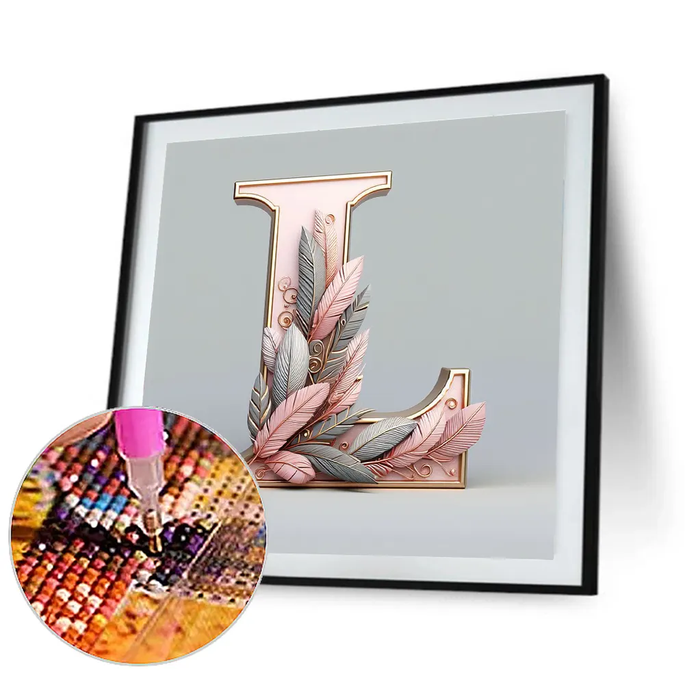 Full Round Diamond Painting 30*30cm - Twenty-Six Letters - L