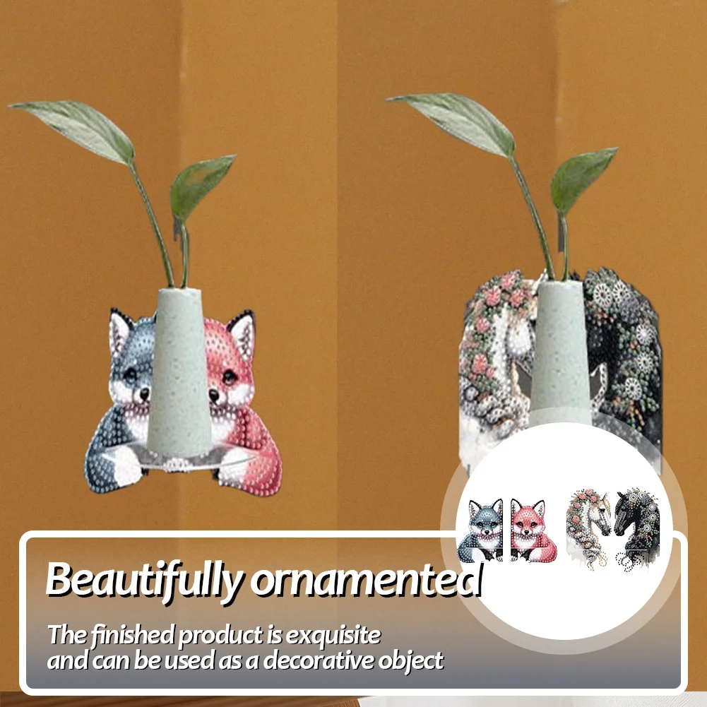 2pcs 2D Flat DIY Diamond Art Pendant DIY Home Decor Hanging Charm Decor (Horse)