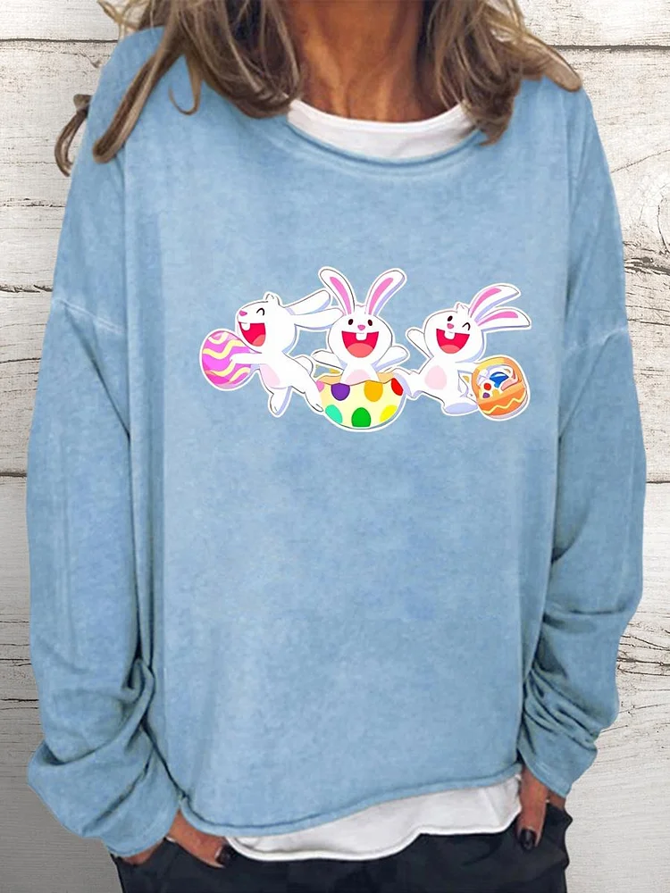 Happy Easter Women Loose Sweatshirt-0025122