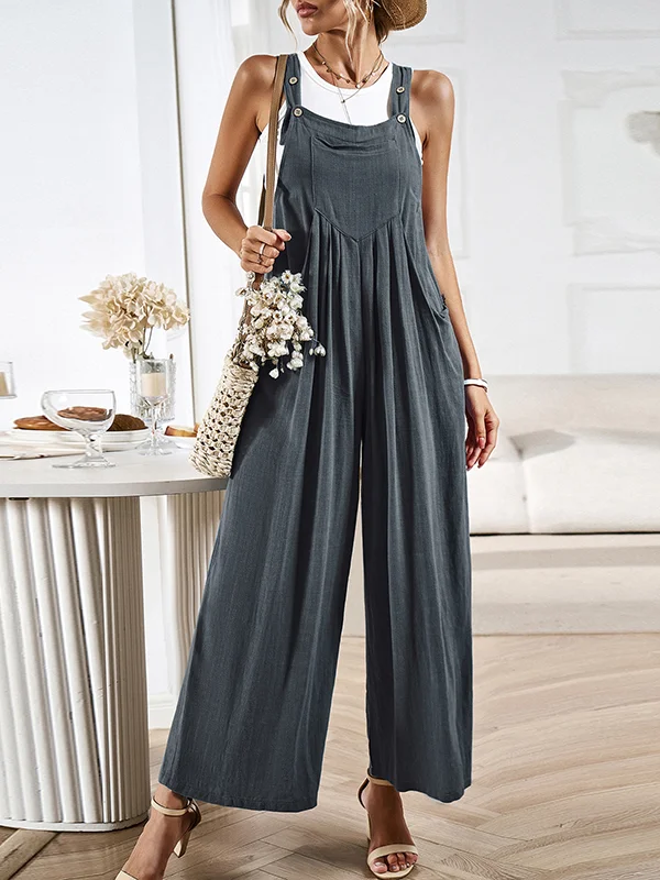 Original Black Pocket Zipper Split-Joint Overalls Pants