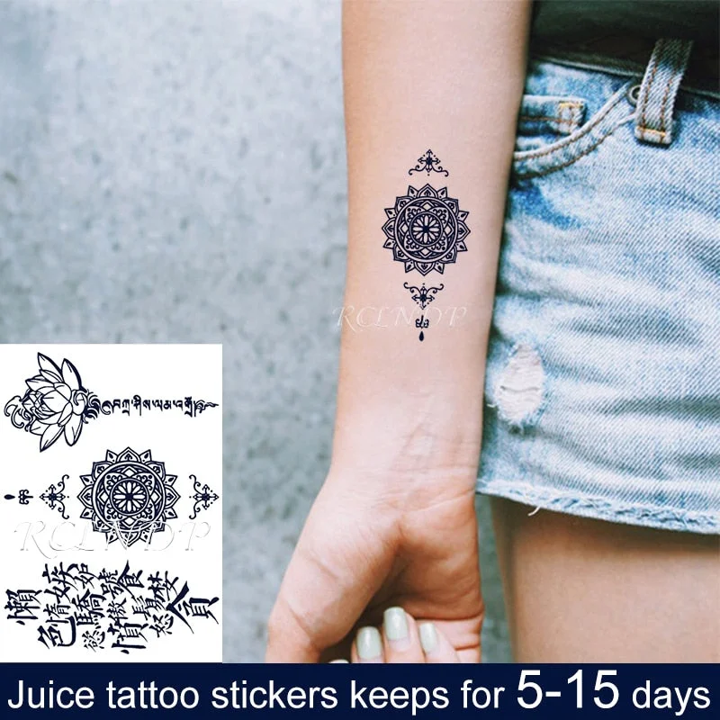 Waterproof Temporary Juice Ink Tattoo Sticker Star Circle Totem Patterns Fruit Gel Long Lasting Art for Men Women