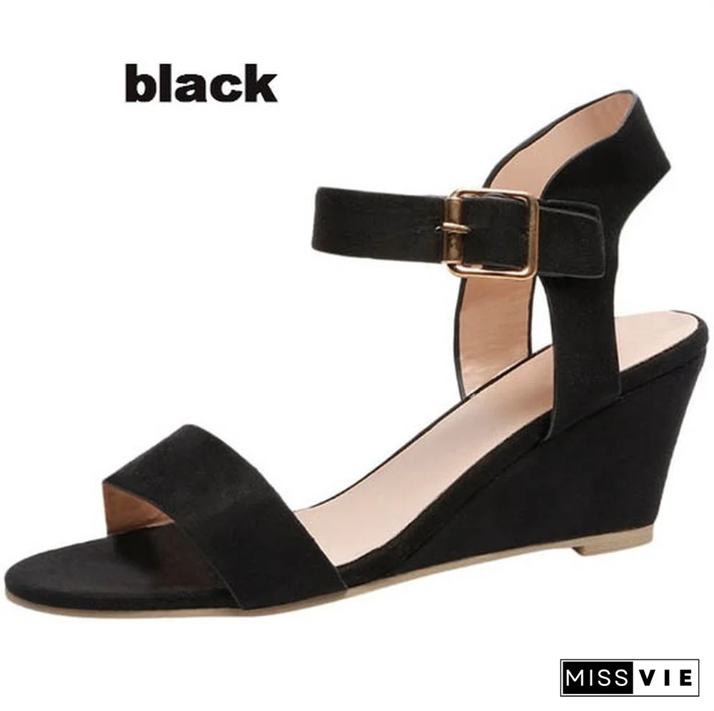 Summer new women's high-heel buckle sandals temperament versatile Size：EU 35-43