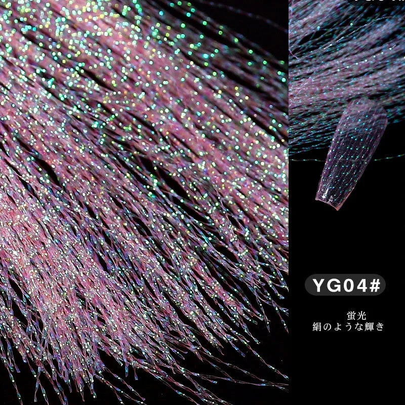 Fashion Fluorescent Nail Sticker Thread Laser Glitter Mesh Net Line Tape Holographic Manicure 3D Silk Foils Nail Art Decorations-Nail Inspo