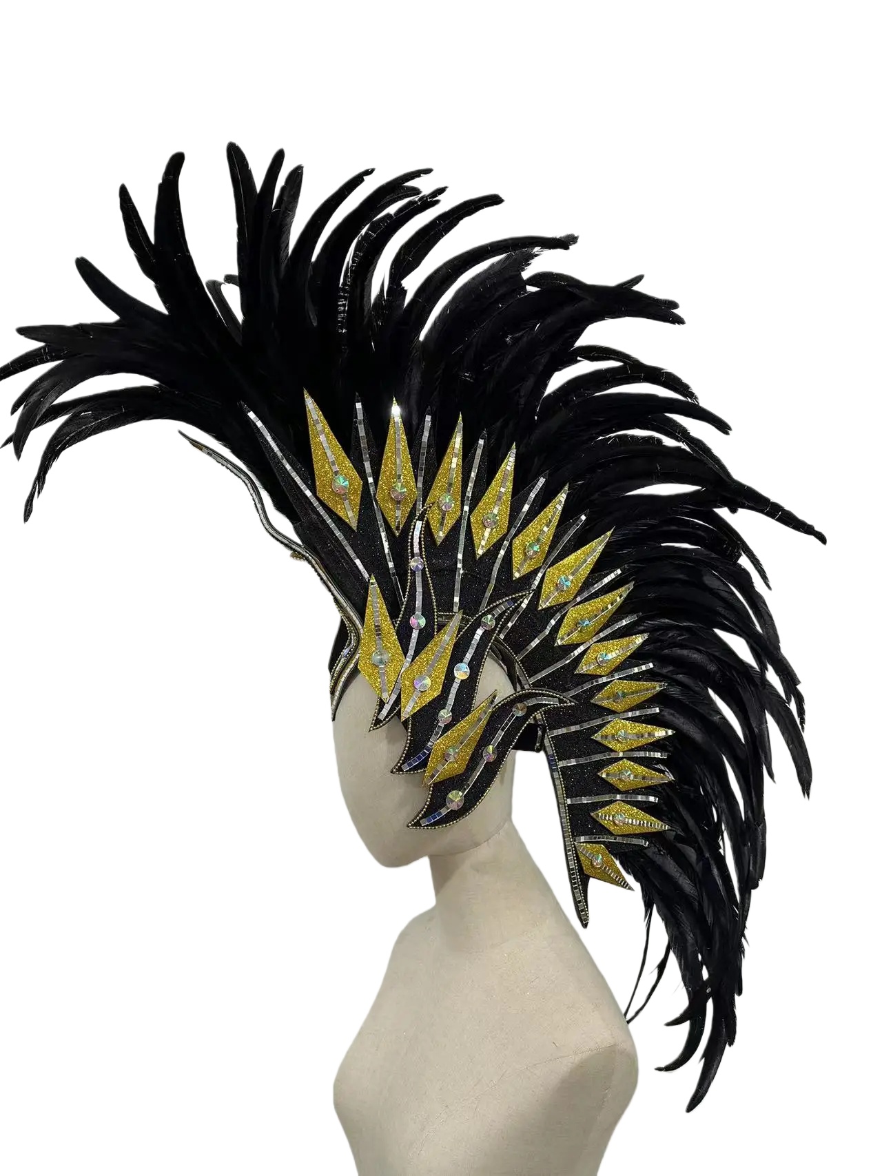 VCSHOES Feather headdress samba costume carnival halloween party bar performance hat makeup dance wings parade