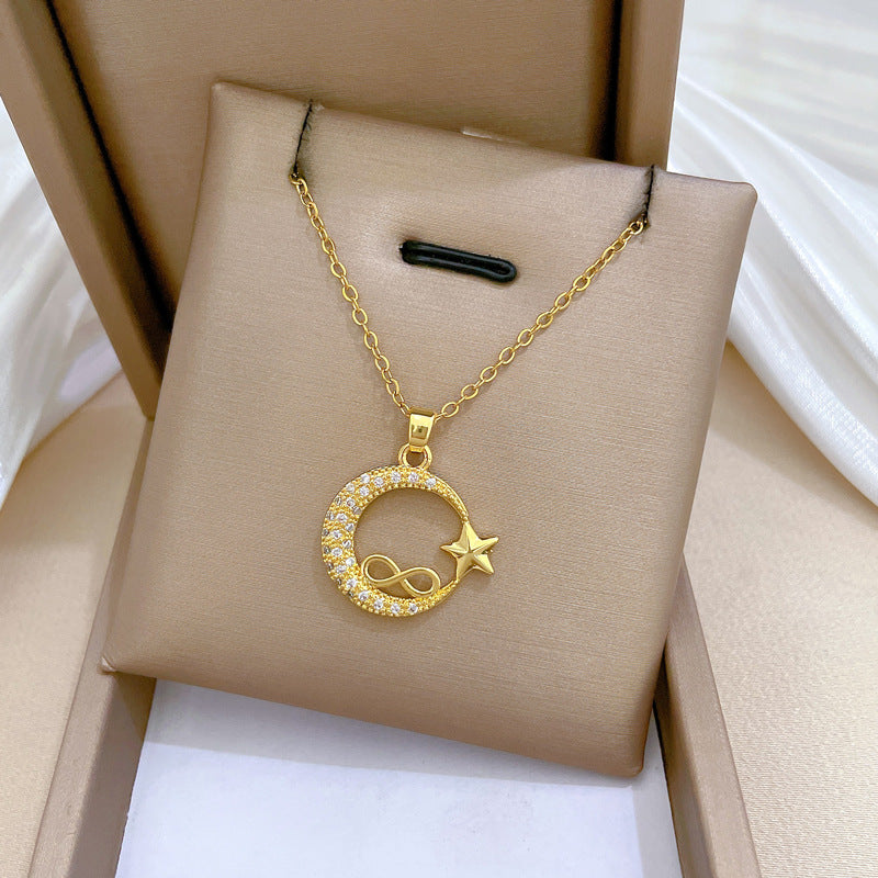 Moon Geometric Stainless Steel Stainless Steel Necklaces