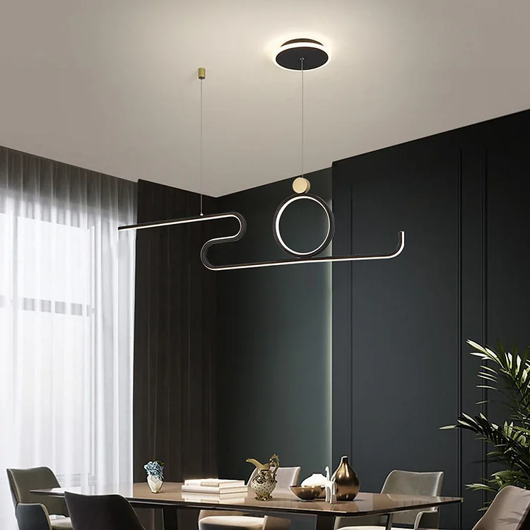 Circle Curved Linear LED Modern Pendant Light Hanging Lamp Island Lights - Appledas