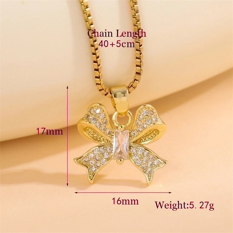 Stainless Steel Titanium Steel 18K Gold Plated Elegant Minimalist Streetwear Plating Inlay Heart Shape Flower Butterfly Zircon Pendant Necklace