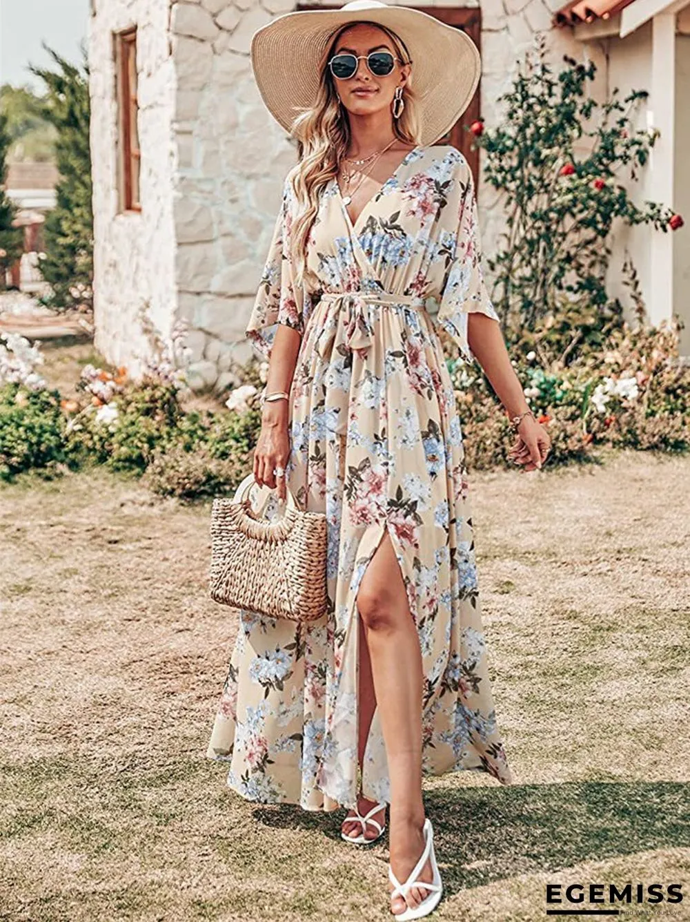 Explosions In Summer V-neck Hot Print Long Dress Women | EGEMISS