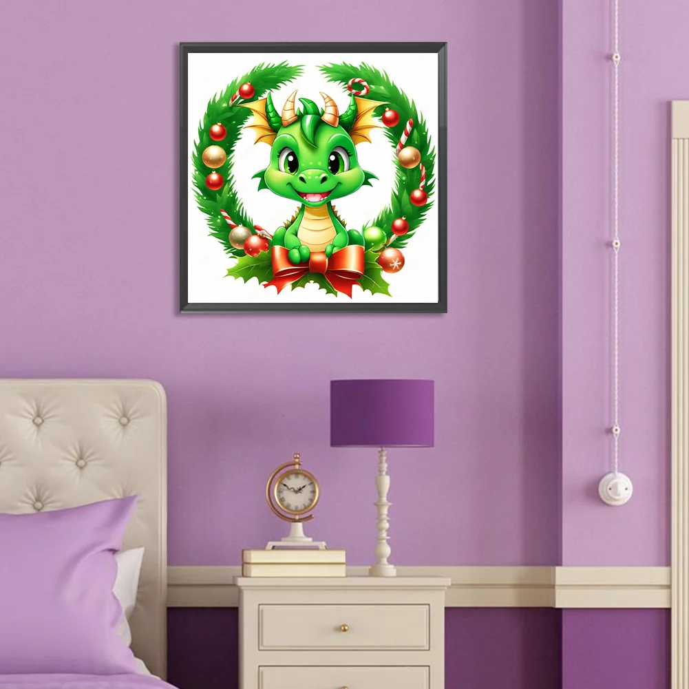 Full Round Diamond Painting 30*30cm - Dragon In The Wreath