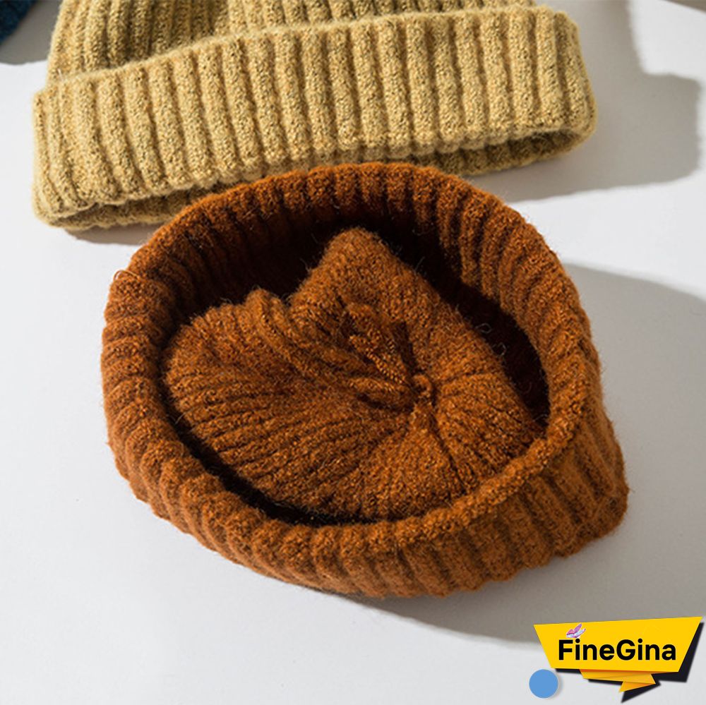 Men's & Women's Warm Plain Knitted Melon Leather Hat