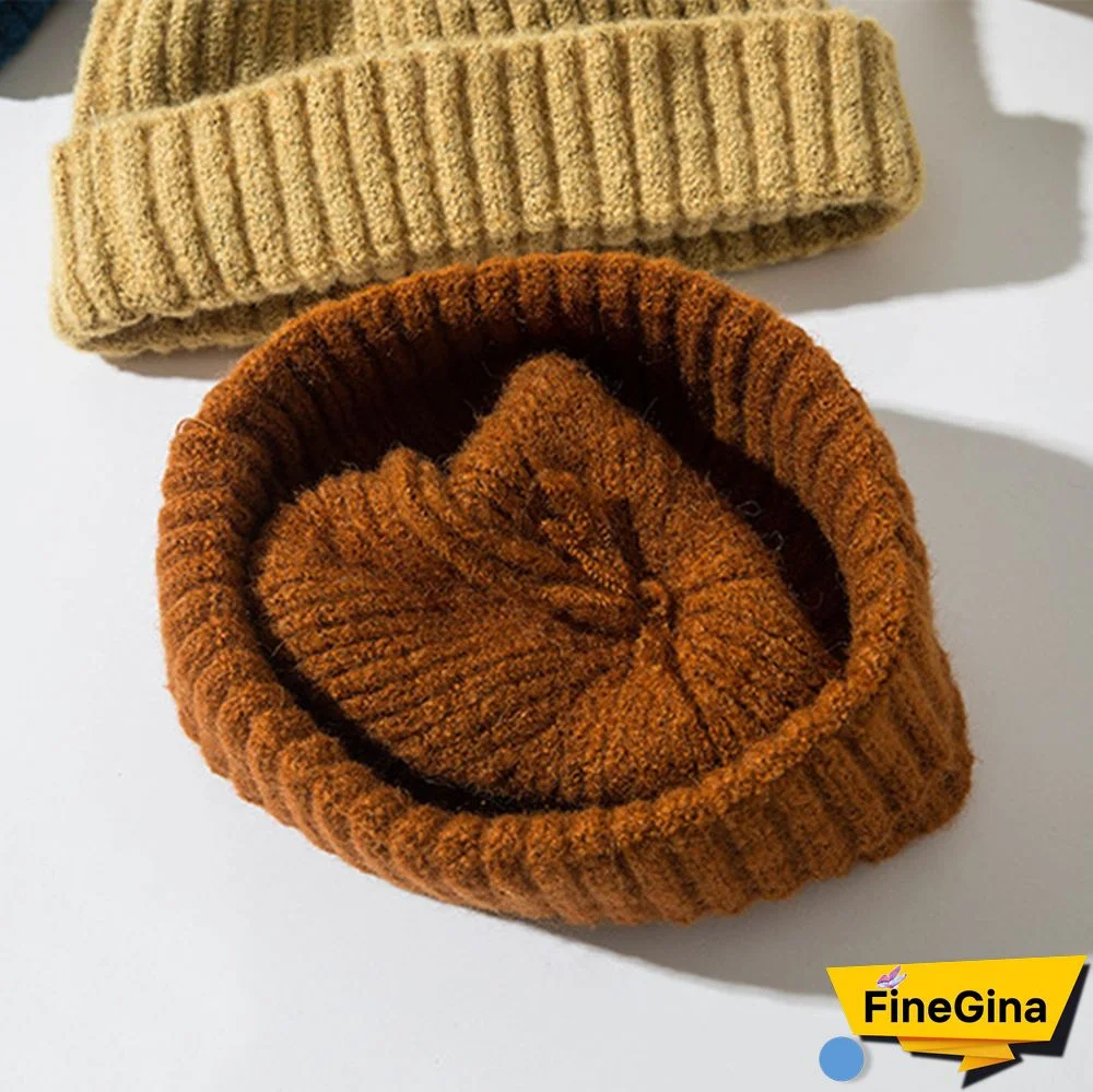 Men's & Women's Warm Plain Knitted Melon Leather Hat