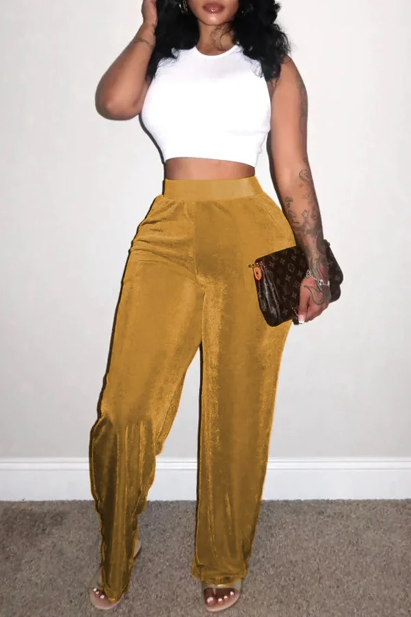 Casual Velvet Wide Leg Pants