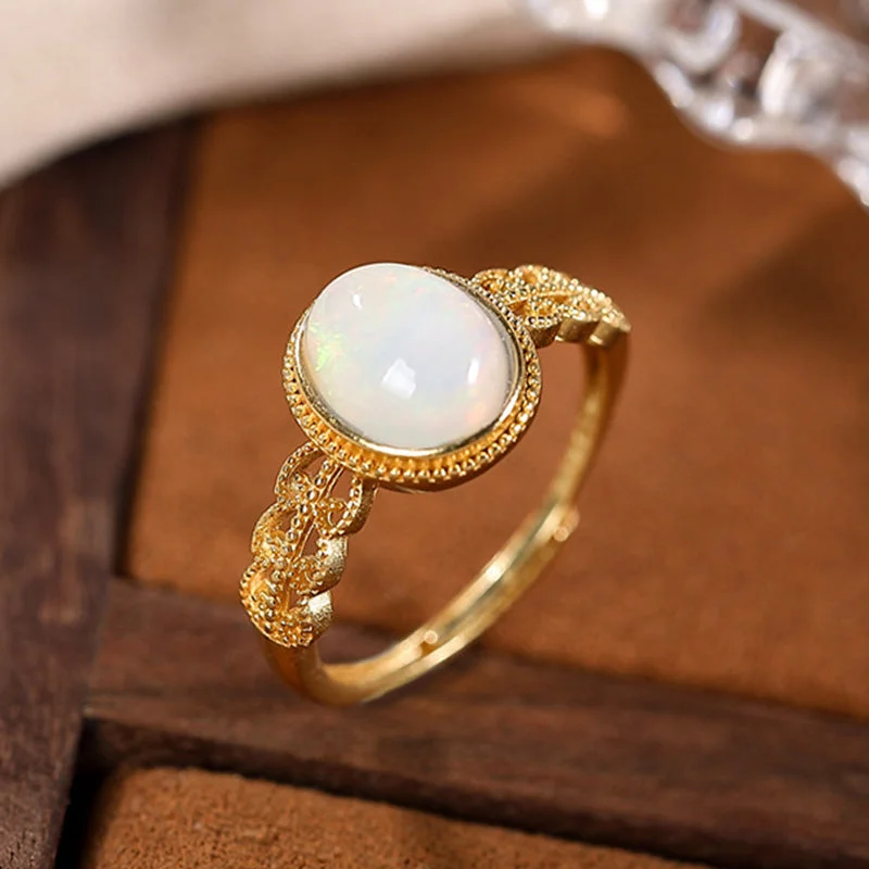 Opal Love Success 925 Sterling Silver Adjustable Ring