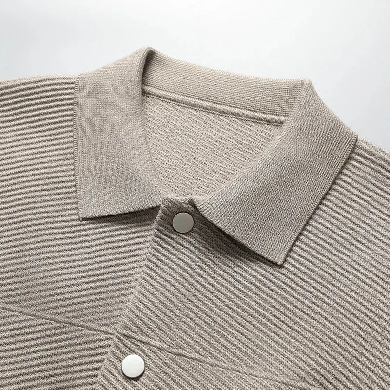 Men's Ribbed Knit Jacket with Snap Front &ndash; Smart Casual Layer &ndash; view 2