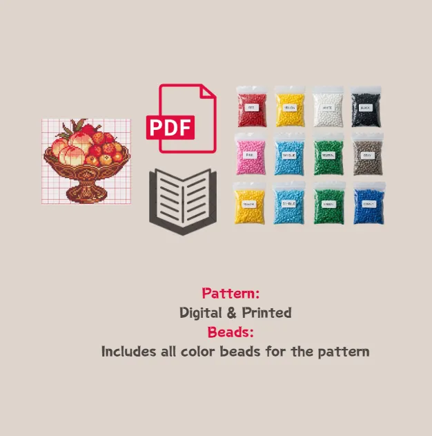 Vintage Fruit Bowl Pixel Pattern Fuse Bead Kit  | Cute DIY Fuse 3402 Beads Set