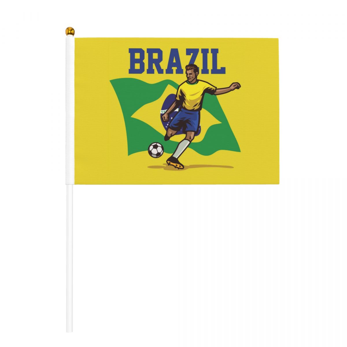 Brazil Soccer Player Hand Held Fade Resistant Mini Flag