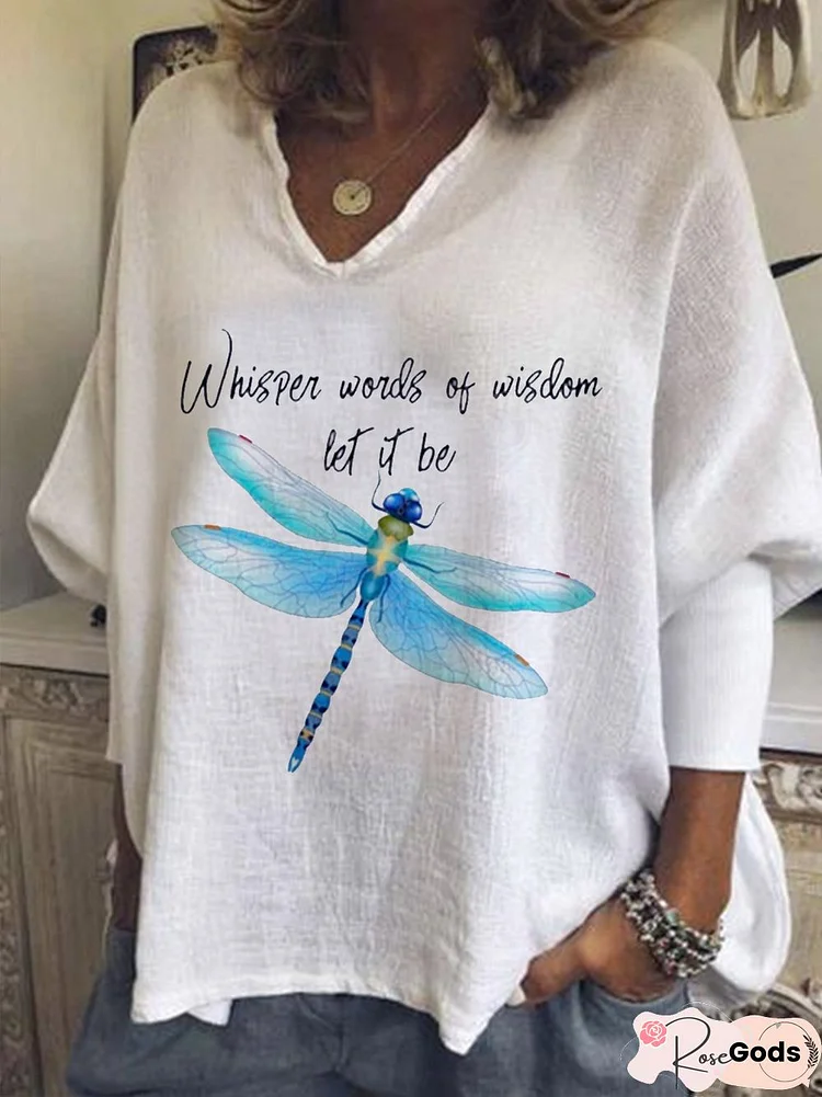 Vacation V Neck Dragonfly T-Shirt