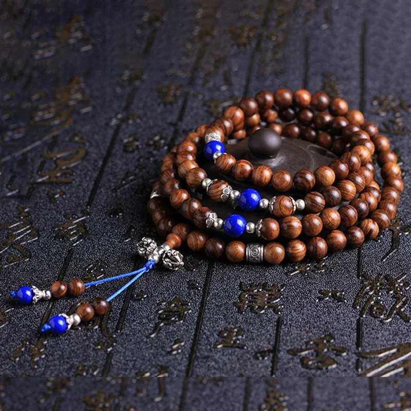 108 Beads Natural Rosewood Necklace Healing Bracelet Mala