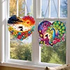 (US Local)3Pcs Sunrise Peacock Girl Diamond Painting Hanging Pendant for Garden Window