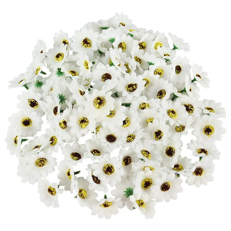 100Pcs 4.5cm Mini Silk Sunflower Artificial Flowers Head For Wedding Party Home Decoration DIY Wreath Scrapbooking Fake Flowers
