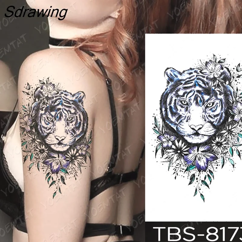 Sdrawing Temporary Tattoo Sticker forest eagle wolf butterfly Flash Tattoos Gothic Y2K Body Art Arm Fake Tatoo Men Women