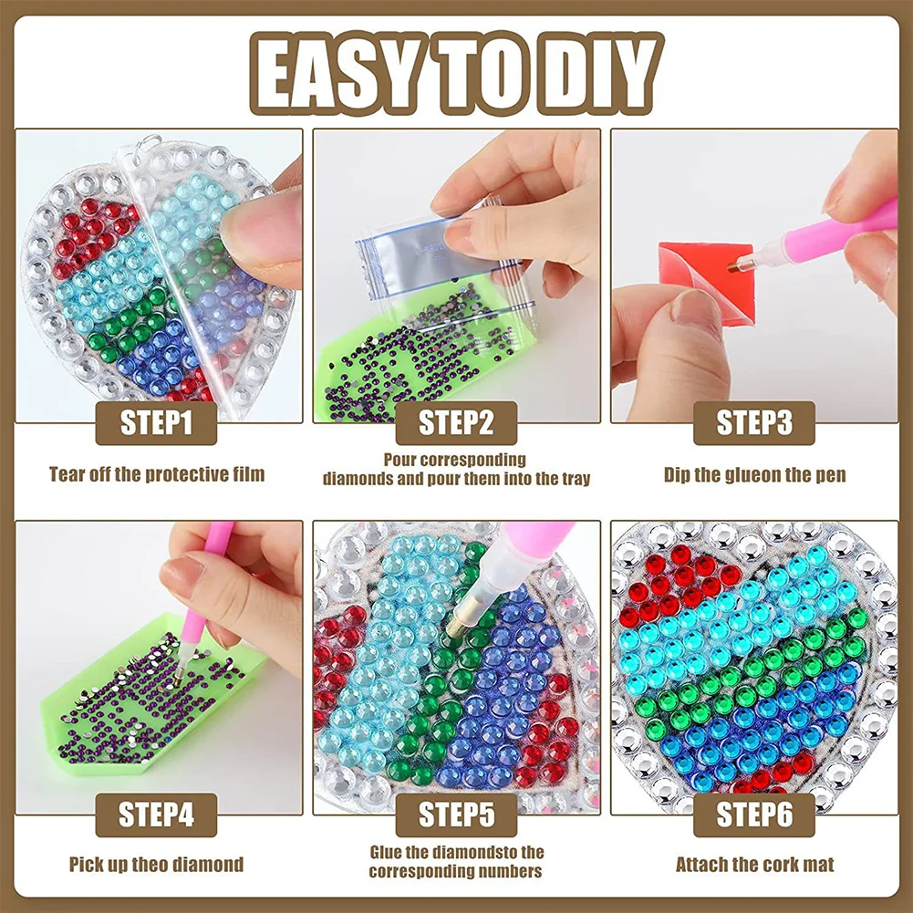 8Pairs Double Sided Diamond Painting DIY Earring Making Kit for Women Girls