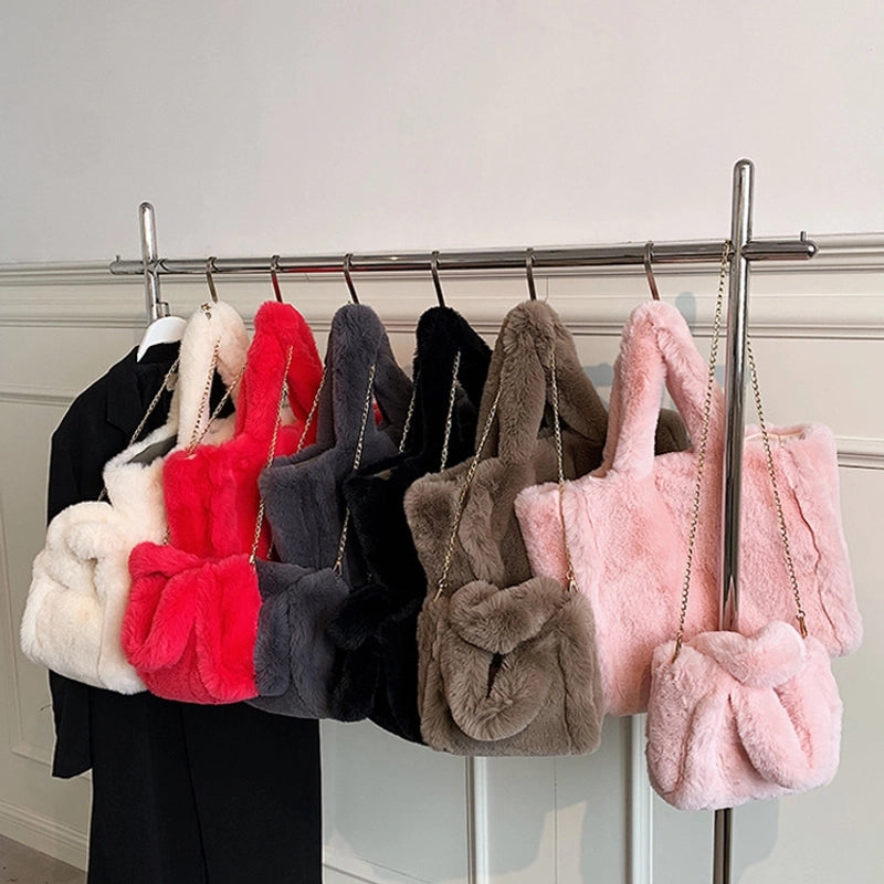 Winter New Mao Mao Bag Women’s Bag Large Capacity Women’s Shoulder Crossbody Bag Portable Tote Plush Bag